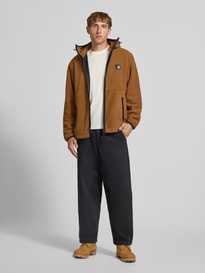 Carhartt Work In Progress Fleecejacke mit Label-Patch Modell 'Blevin' Mittelbraun 1