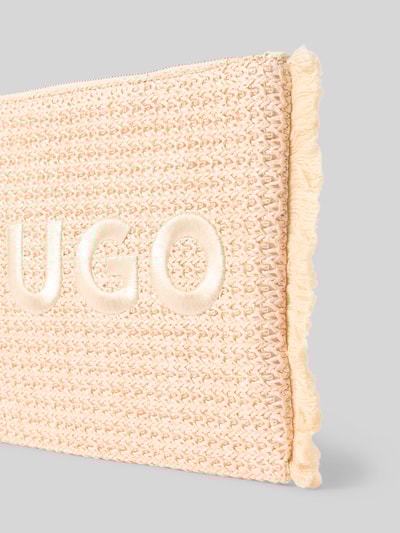 HUGO Clutch mit Logo-Stitching und Fransen Modell 'Becky' Offwhite 3