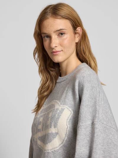 Review Gebreide pullover met labelprint Lichtgrijs gemêleerd - 3