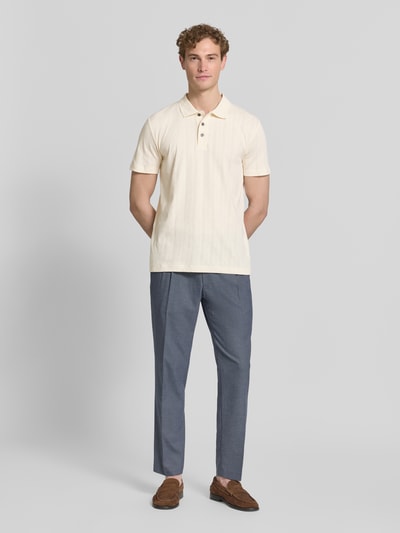 Lindbergh Regular Fit Poloshirt mit kurzer Knopfleiste Offwhite 1