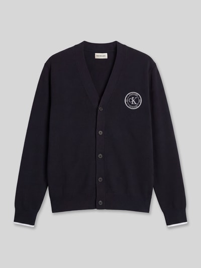 Calvin Klein Jeans Relaxed Fit Strickjacke aus reiner Baumwolle mit Logo-Stitching Marine 2