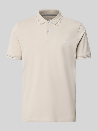 Produktfoto, Regular Fit Poloshirt mit Label-Stitching von Fynch-Hatton in Beige aus Reine Baumwolle mit Knopfleiste, Rückenlänge 73 cm bei Größe M.