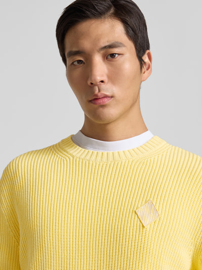Lacoste Regular Fit Pullover aus Baumwoll-Mix Modell 'COTES PERLES' Hellgelb 3