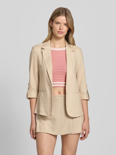 Only Loose Fit Blazer aus Viskose-Leinen-Mix Modell 'CARO' Sand 4
