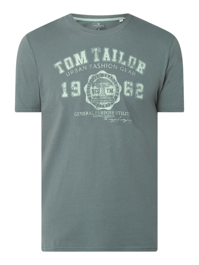 Tom Tailor T-shirt z nadrukiem z logo  Trzcinowy 2