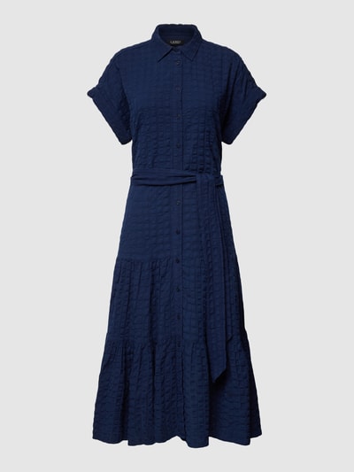 Lauren Ralph Lauren Hemdblusenkleid mit Strukturmuster Modell 'VILMA' Marine 2