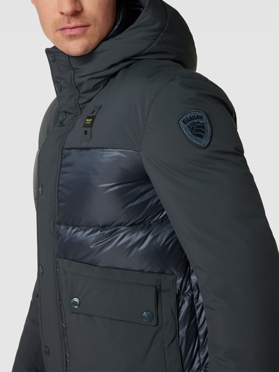 Blauer Usa Donsjack met labeldetail Marineblauw - 3