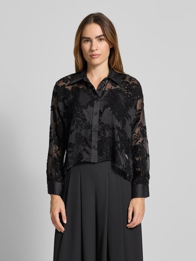 Rinascimento Overhemdblouse in semi-transparante look Zwart - 4