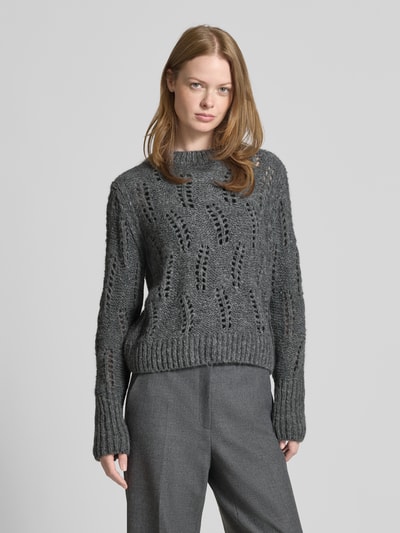 JOOP! Gebreide pullover met alpaca en ronde hals Lichtgrijs gemêleerd - 4