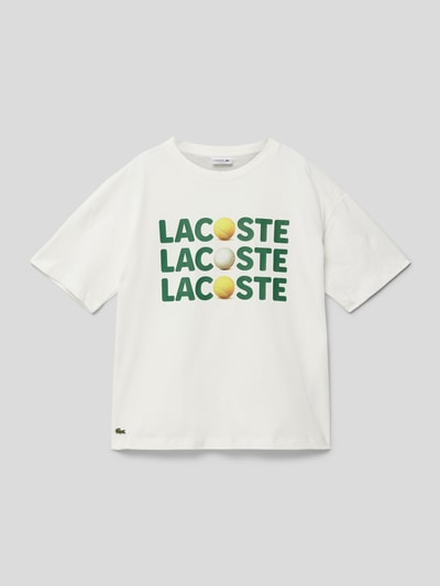 Lacoste T-shirt z wyhaftowanym logo Biały 1