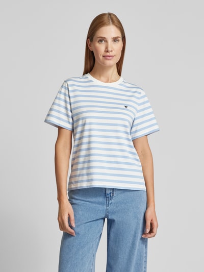 Weekend Max Mara T-Shirt mit Label-Stitching Modell 'SATRAPO' Hellblau 4