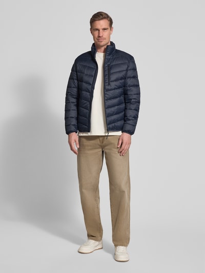 Tom Tailor Denim Regular Fit Steppjacke mit vertikaler Reißverschlussbrusttasche Dunkelblau 1