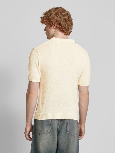 REVIEW Gebreid shirt met polokraag en V-hals Ecru - 5