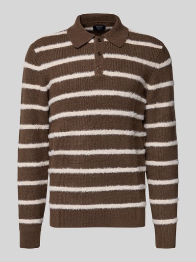 MCNEAL Gebreide pullover met kentkraag Middenbruin - 2