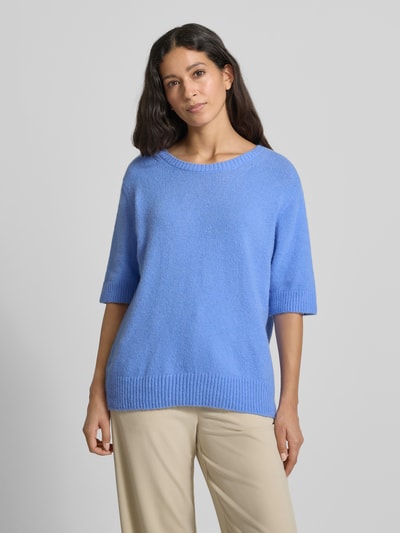 Milano Italy Oversized gebreide pullover met ronde hals Bleu - 4
