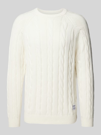 Pepe Jeans Strickpullover mit Zopfmuster Modell 'Camdem' Offwhite 1