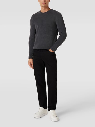 Marc O'Polo Strickpullover mit Label-Detail Modell 'O-Neck Rib Knit Seasonal' Anthrazit 1