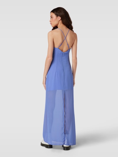 Review Długa sukienka z siateczki na cienkich ramiączkach Purpurowy 5