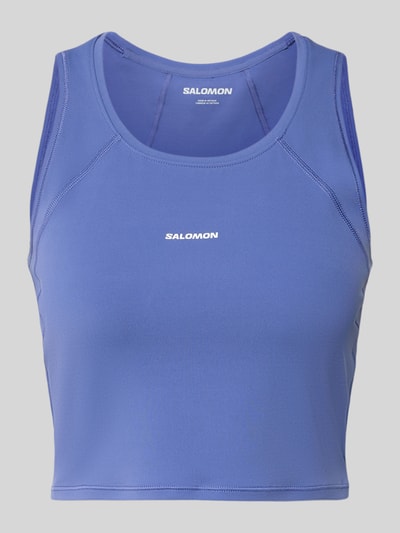 Produktfoto, Tanklette mit Logo-Print Modell 'Kout' von Salomon in Blau, Material-Mix mit Stretch, körpernaher Schnitt, Rundhalsausschnitt