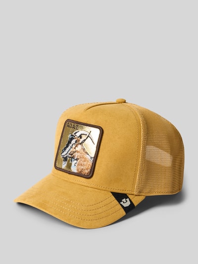 Produktfoto, Trucker Cap mit Motiv-Patch Modell 'Golden Goat' von GOORIN BROS., gelb-brauner Material-Mix, verstärkter Schirm, größenverstellbar