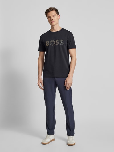 BOSS Green T-shirt met labelprint Donkerblauw - 1