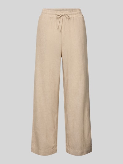 FREE/QUENT Straight leg linnen broek met steekzakken, model 'Lavea' Zand gemêleerd - 2