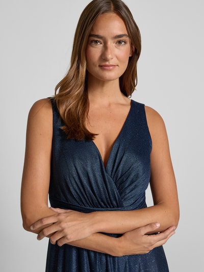 Christian Berg Cocktail Abendkleid mit Taillenband Marine Melange 3