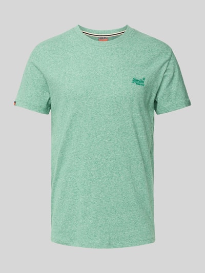 Superdry T-shirt met labelstitching Turquoise gemêleerd - 1