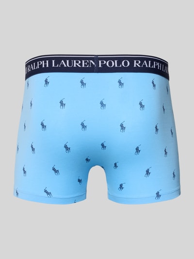 Produktfoto, Skinny Fit Boxershorts aus Baumwoll-Mix im 3er-Pack von Polo Ralph Lauren Underwear, Optik: Unifarben, Label-Schriftzug, Bundabschluss: Elastisch, Materialverarbeitung: Stretch, hellblaue Farbe mit dunkelblauem Print