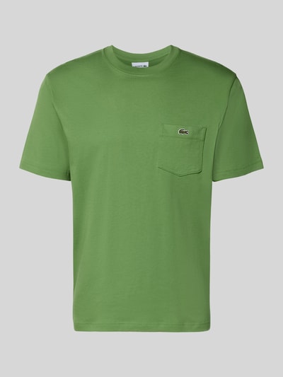 Produktfoto, Regular Fit T-Shirt aus reiner Baumwolle von Lacoste, męski t-shirt, efekt: jednolity kolor, krój regular fit, wyhaftowane logo, nadruk z logo, okrągły dekolt, bawełna