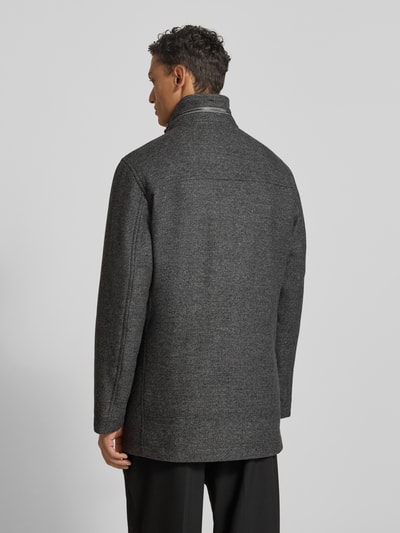 BOSS Regular fit wollen lange jas met opbergbare capuchon, model 'CAMRON' Lichtgrijs - 5