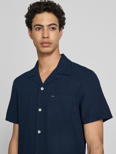 Tommy Jeans Regular Fit Freizeithemd aus Leinen-Baumwoll-Mix Marine 3