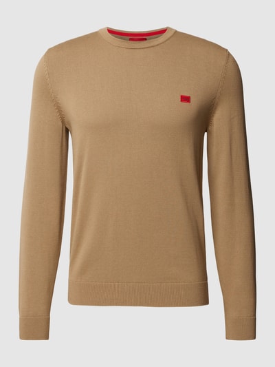 HUGO Strickpullover mit Label-Stitching Modell 'San Cassius' Camel 2