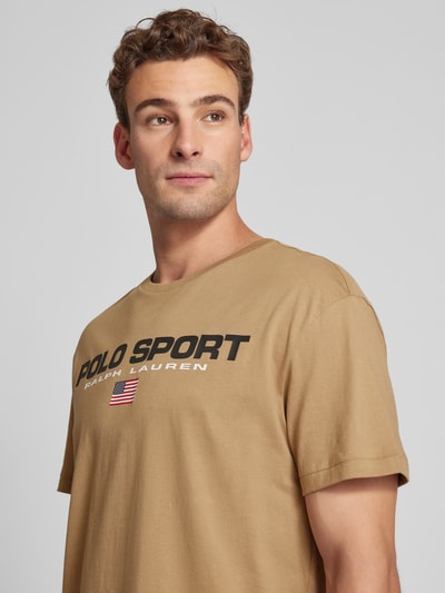 Polo Sport T-shirt met labelprint Kaki - 3