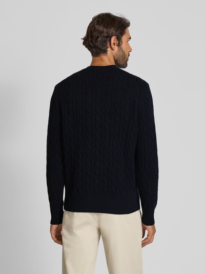 Lacoste Regular fit gebreide pullover van pure wol Donkerblauw - 5