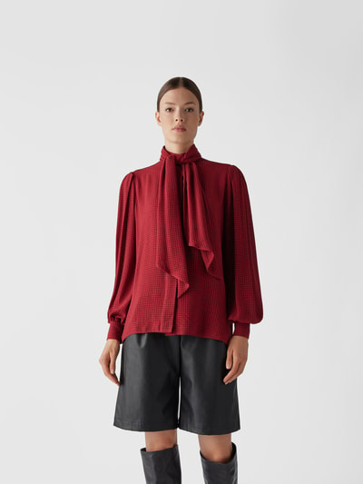 Alexandre Vauthier Schluppenbluse mit Karomuster Dunkelrot 4