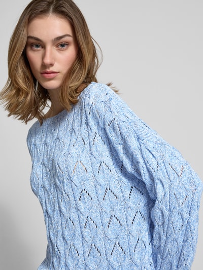 Only Relaxed Fit Strickpullover mit Zopf Struktur Muster Modell 'BRYNN' Hellblau 3