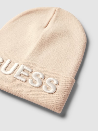 Guess Czapka beanie z wyhaftowanym logo Beżowy 2