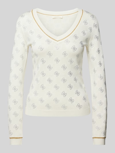 Guess Strickpullover mit gerippten Abschlüssen Modell 'ROSIE' Offwhite 2