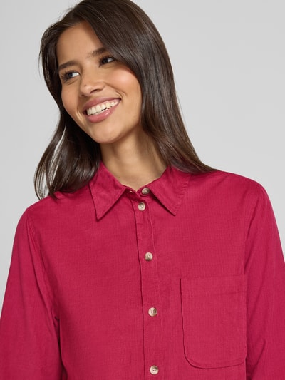 Christian Berg Woman Relaxed fit overhemdblouse in ribcordlook met borstzak Fuchsia - 3