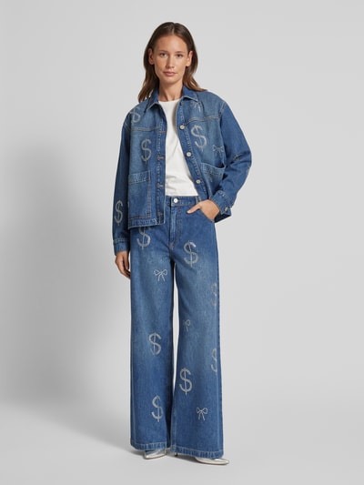 Stella Nova Wide Leg Jeans mit Strasssteinbesatz Blau 1