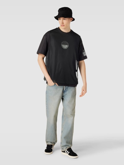 Balr. Oversized T-shirt met mesh, model 'Joey' Zwart - 1