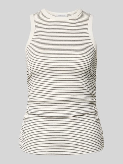 Produktfoto, Tanktop mit Rundhalsausschnitt von Copenhagen Muse aus Baumwoll-Elasthan-Mix, Slim-Fit, Ripp-Optik, creme mit feinen Streifen
