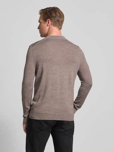 Christian Berg Men Slim fit gebreide pullover van wolmix Roodbruin gemêleerd - 5