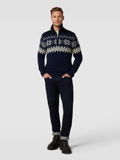 Dale of Norway Gebreide pullover met opstaande kraag, model 'Myking' Marineblauw - 1