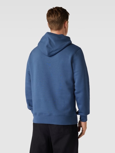 Gant Hoodie met labelstitching en kangoeroezak Jeansblauw - 5