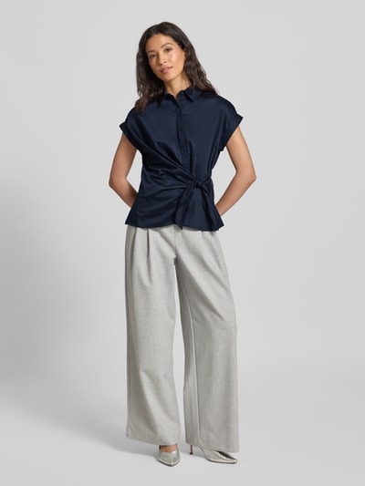 Milano Italy Relaxed Fit Bluse mit Knotendetail Marine 1