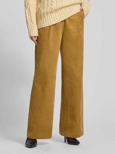 Style Icon Collection Uitlopende corduroy broek in moderne flared fit en hoge taille - curated by Maja Weyhe Mosterdgeel - 4