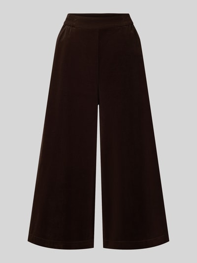 Productfoto, Culotte met steekzakken model 'Olana' van FREE/QUENT, katoen-elastaanmix, wide leg, elastische tailleband, donkerbruin, context: taillewijdte maat S 38 cm, binnenbeenlengte maat S 58 cm.