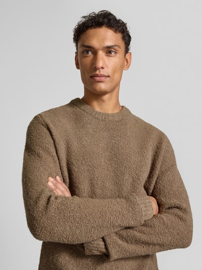 Wood Wood Gebreide pullover met ronde hals, model 'Andy' Lichtbruin - 3